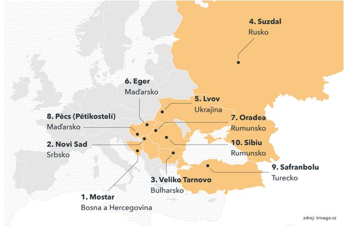 Mapa levných a kvalitních evropských destinací