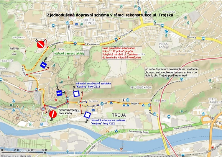 Dopravn schma v rmci rekonstrukce ulice Trojsk