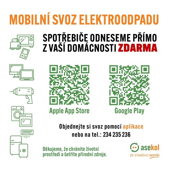 Mobilní svoz elektroodpadu pro občany zdarma - leták