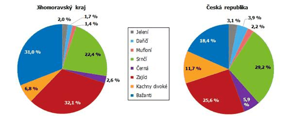 Graf 1 Jarn kmenov stavy vybranch druh zve k 31. 3. 2021