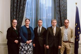 President of the Australian Human Rights Commission Rosalind Croucher (on the left) along with other speakers and MC.