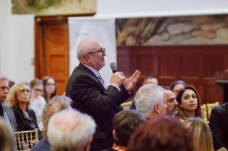 Honorary Consul of Ukraine in Sydney Jaroslav Duma asking a question.