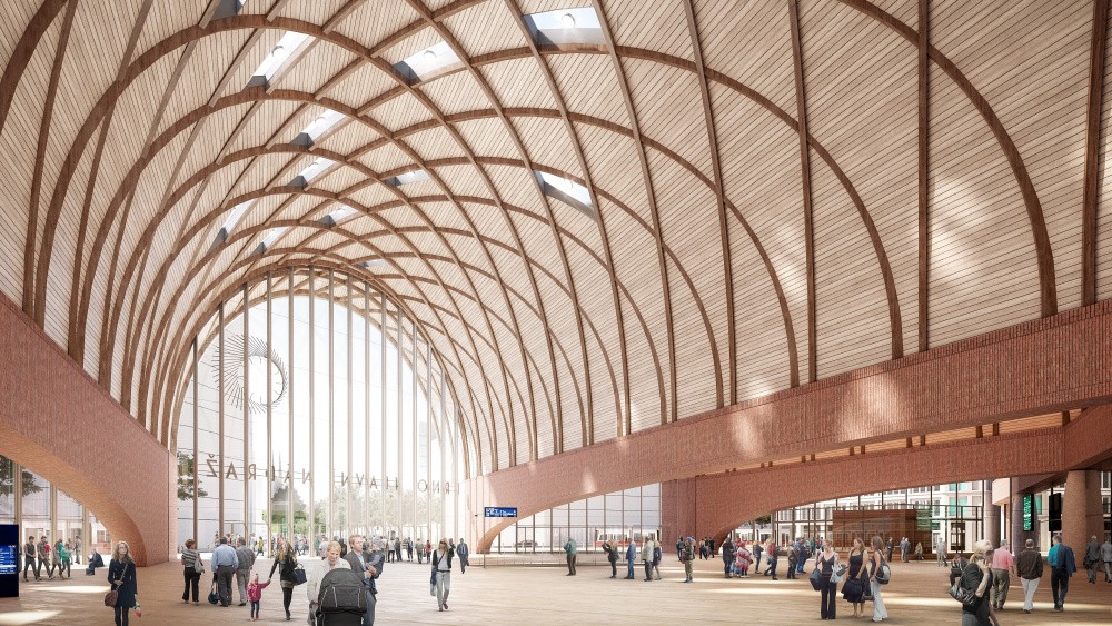 vizualizace Brno hlavní nádraží interiér