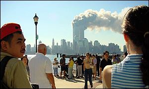 Crowds watch smoke pour out