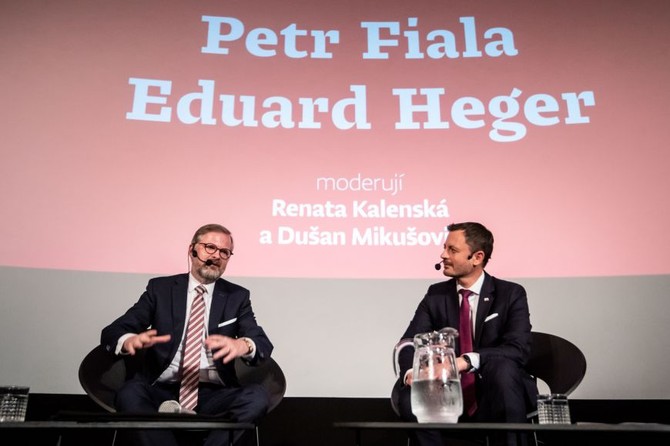 Premir esk republiky Petr Fiala a premir Slovensk republiky Eduard Heger