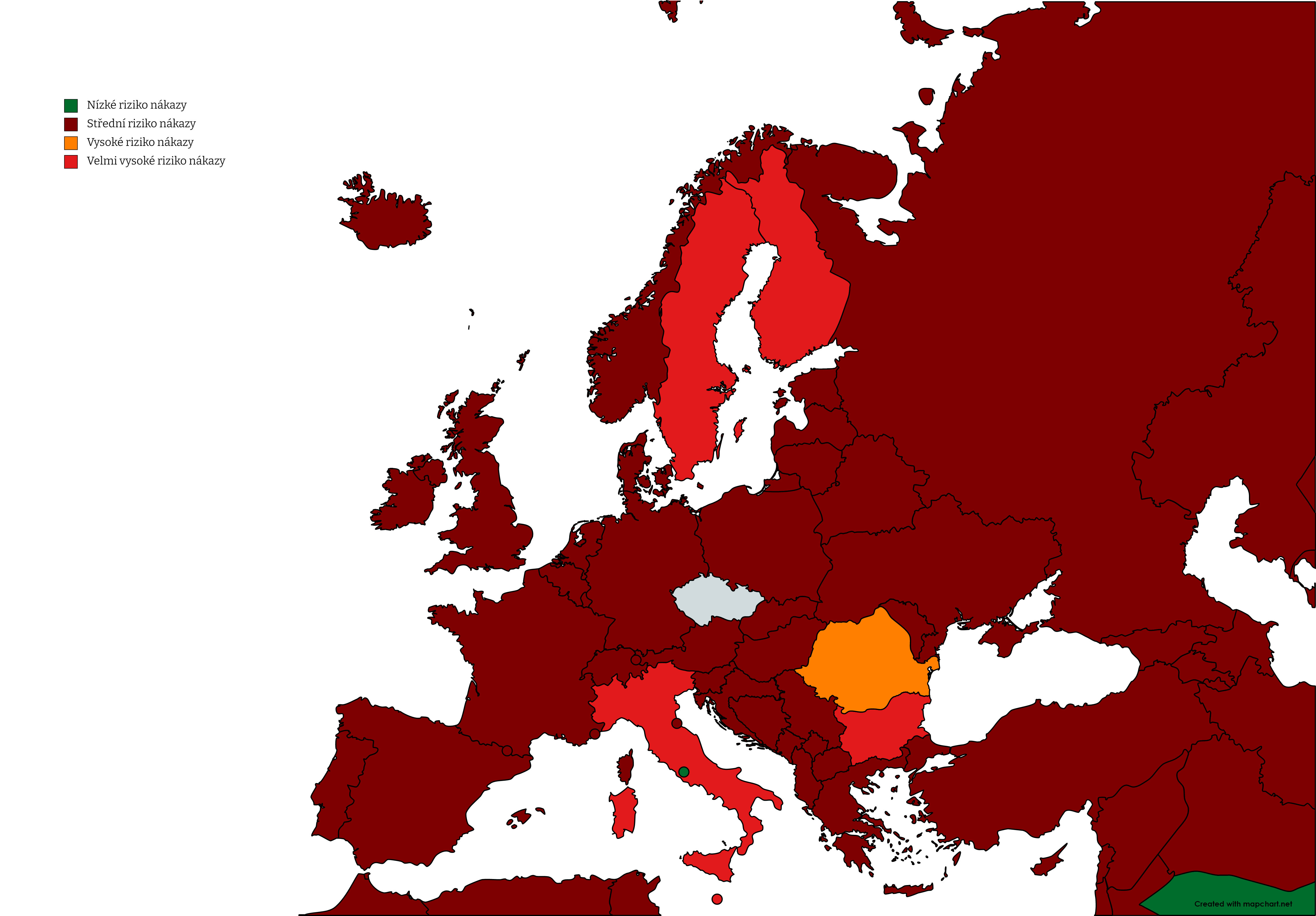 Seznam zem podle mry rizika nkazy od pondl 27. prosince