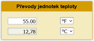 pevody jednotek teploty