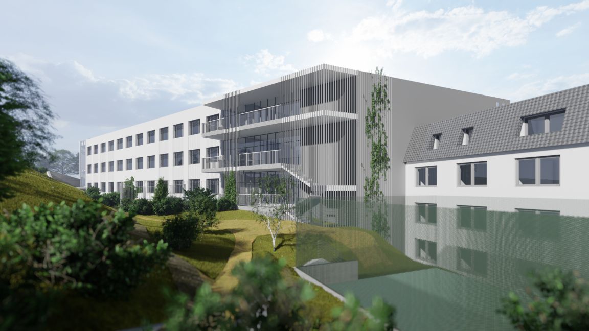 Nový pavilon U2 - pohled z pacientské zahrady