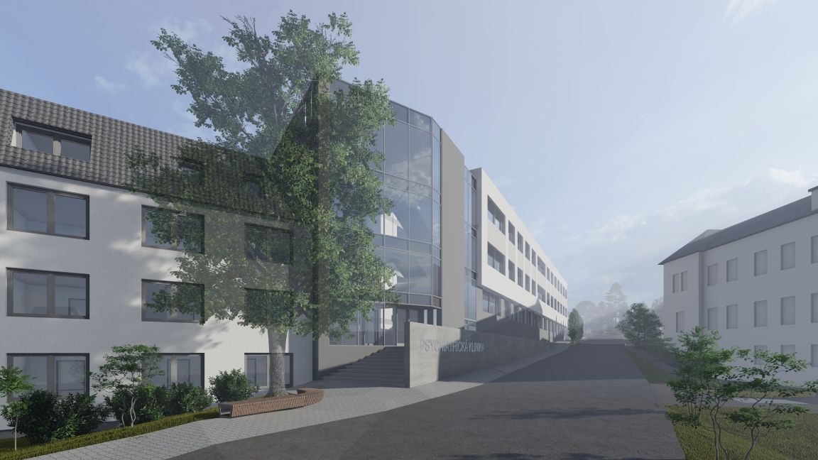 Pavilon U1 s přistaveným pavilonem U2 propojené prosklenou částí