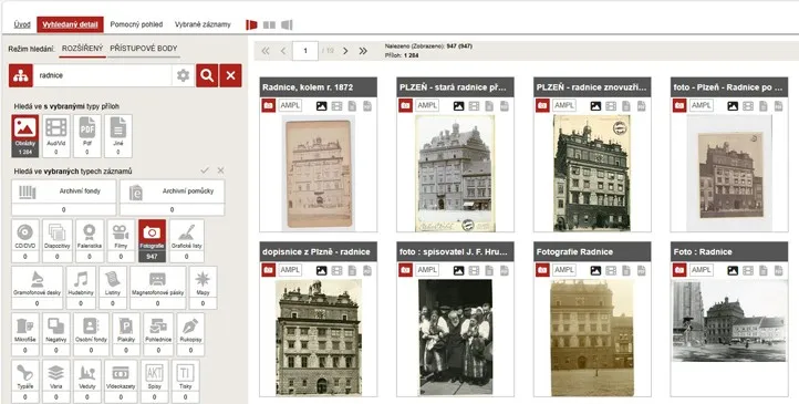Ilustrační obrázek webu badatelny s vyhledanými fotografiemi radnice 260601_Digi_badatelna_1_web