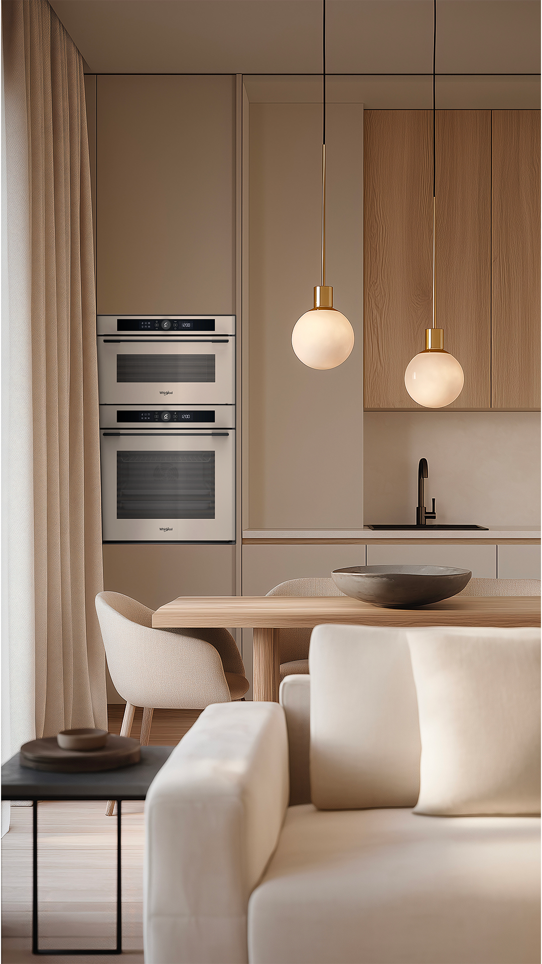 ilustrační světlá kuchyně nerez spotřebiče