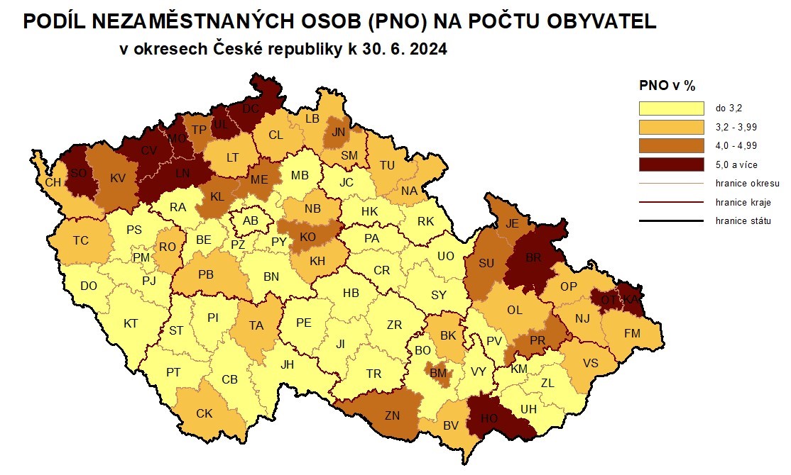 nezamstnanost k 30.6.2024