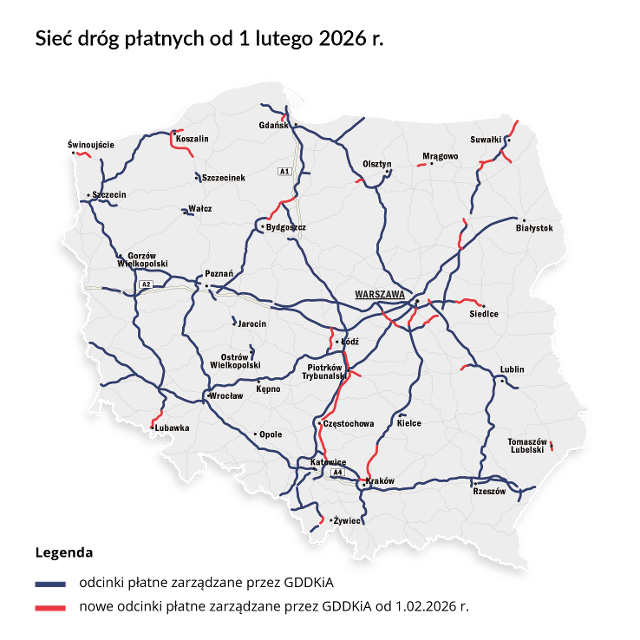 Mapa placených úseků dálnic v systému eToll