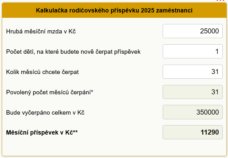 Kalkulaka rodiovskho pspvku 2025