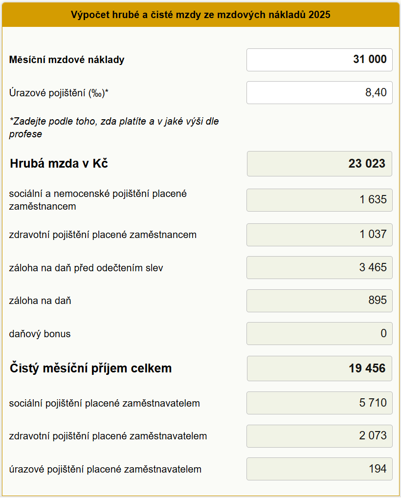 Hrub� mzda ze mzdov�ch n�klad�
